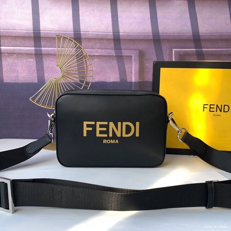HOT Compact Logo Black In Camera Calf Fendi Leather ROMA Case 0818